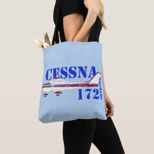 Cessna 172 Skyhawk Illustration Bold Text Design Tote Bag