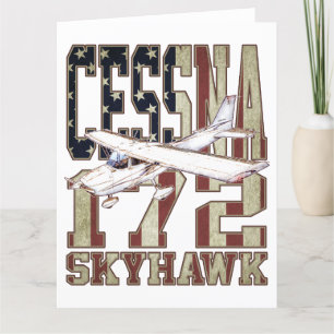 Cessna 172 Skyhawk with Vintage United States Flag Thank You Card
