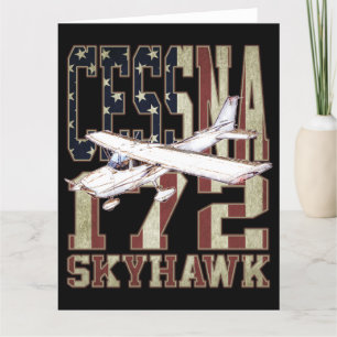 Cessna 172 Skyhawk with Vintage United States Flag Thank You Card