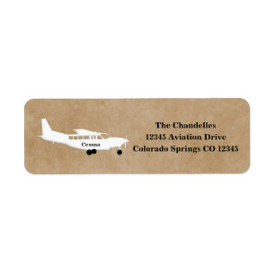 Cessna Airplane Artistic Return Address Label