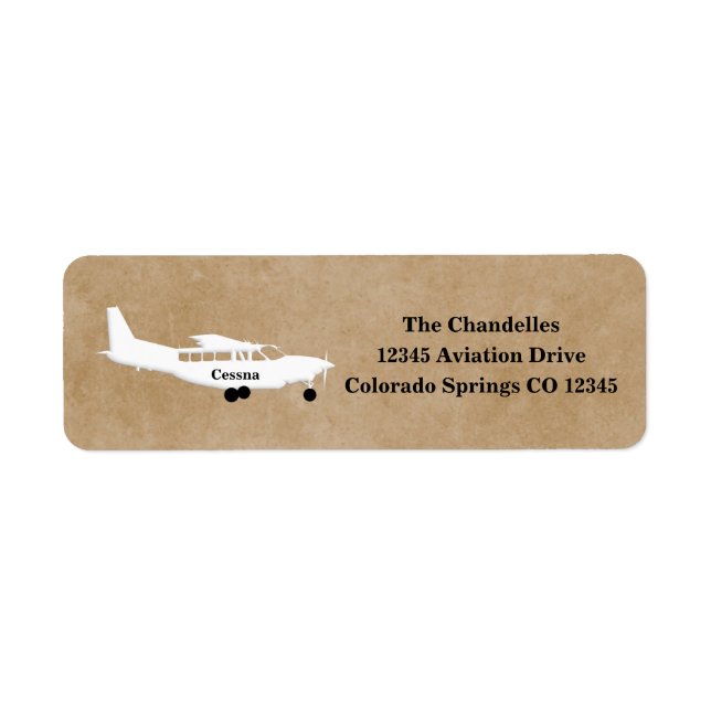 Cessna Airplane Artistic Return Address Label (Devant)