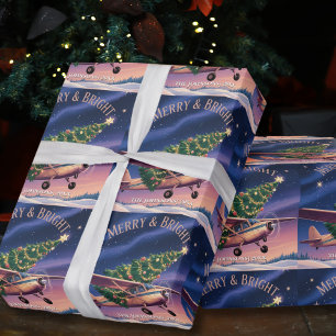 Cessna Airplane carries Christmas Tree Photo Funny Wrapping Paper