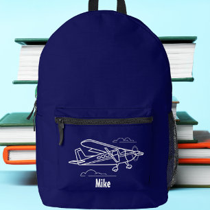 Cessna Airplane Clouds Aviation Blue Custom Name Printed Backpack