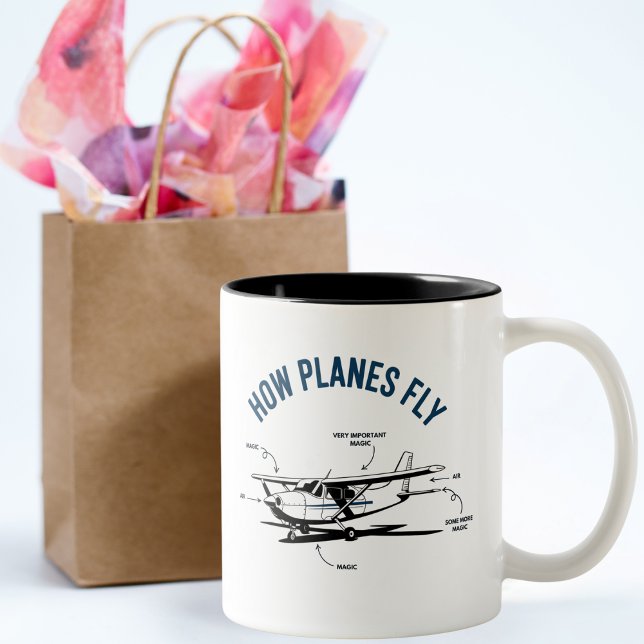 Cessna Airplane Funny How Planes Fly Pilot Flying  Two-Tone Coffee Mug (Creator Uploaded)
