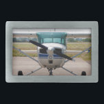 Cessna light aircraft rectangular belt buckle<br><div class="desc">Cessna light aircraft parked at an airfield</div>