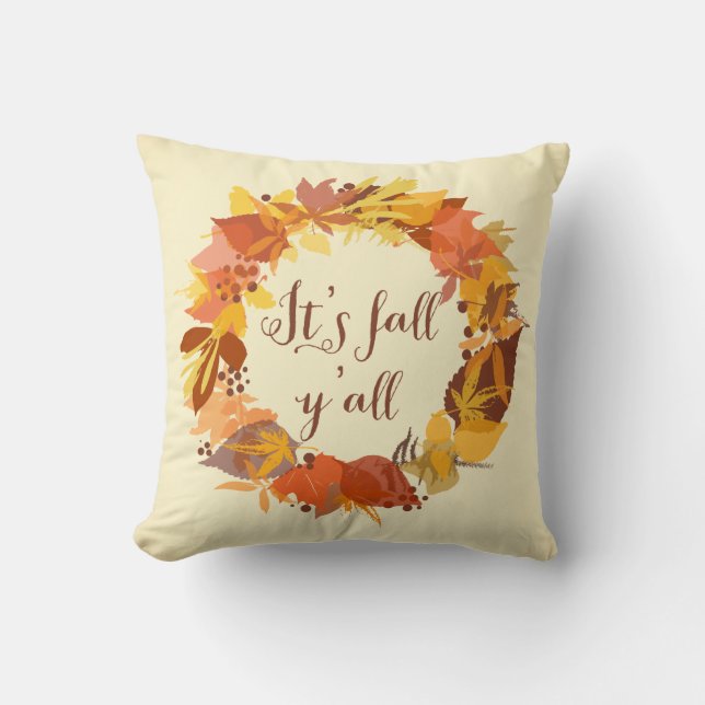 C'est Automne Y'all Feuilles d'Automne Coussin Wre (Recto)