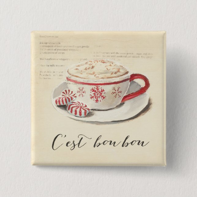 C'est Bon Bon 2 Inch Square Button (Front)
