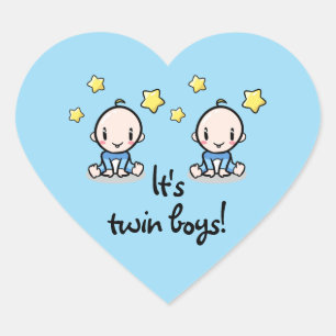 C'est des jumeaux !, bébés garçons, autocollant en