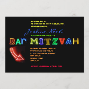 C'EST ÉLECTRIQUE !  Invitation NEON SIGN Bar Mitzv