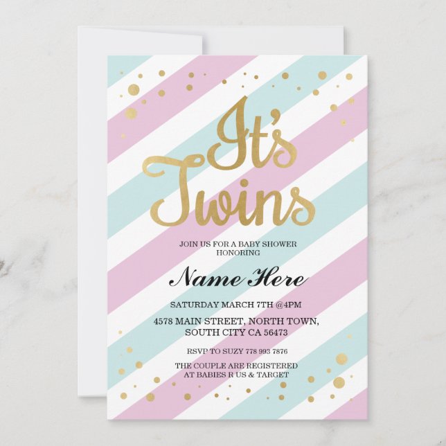 C'est invitation bleu de garçon de fille de rose (Devant)