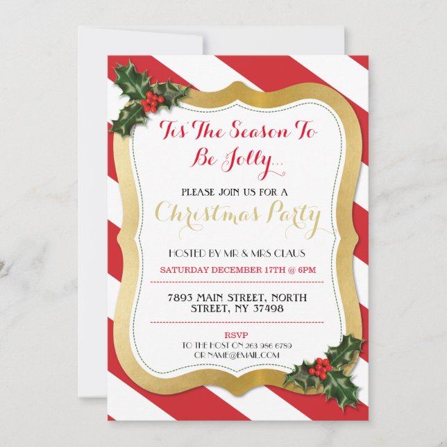 C'Est La Saison Holly Noël Fête Invitation (Devant)