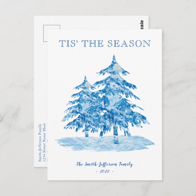 C'est la saison Painterly Christmas Tree carte pos (Devant / Derrière)