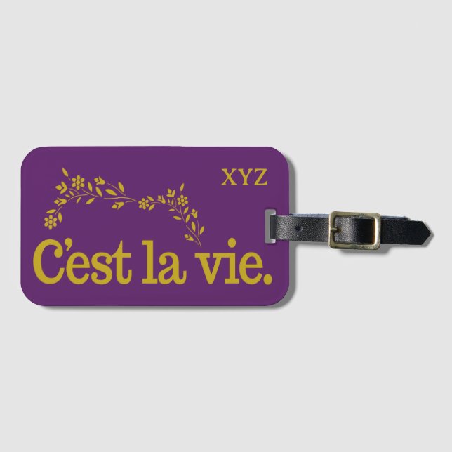 C'est La Vie custom monogram Luggage Tag (Front Horizontal)