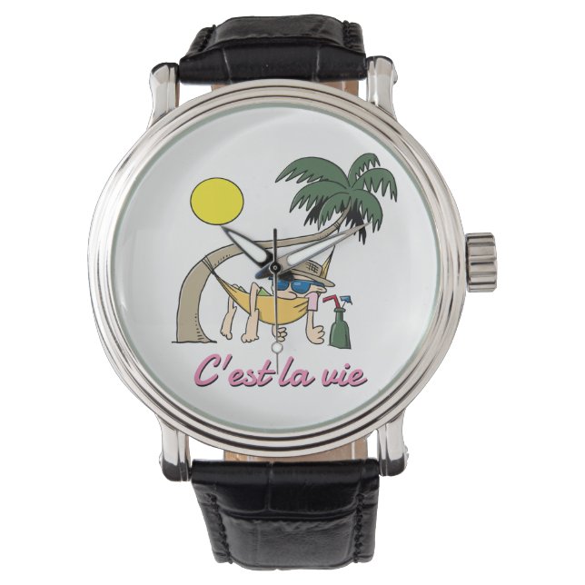 C'est La Vie - Such Is Life Funny Hammock Cartoon Watch (Front)