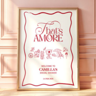 C'est l'Amour affiche de douche nuptiale dessinée 