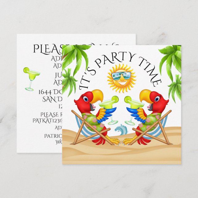 C'est l'heure de faire la fête Invitation (Devant / Derrière)