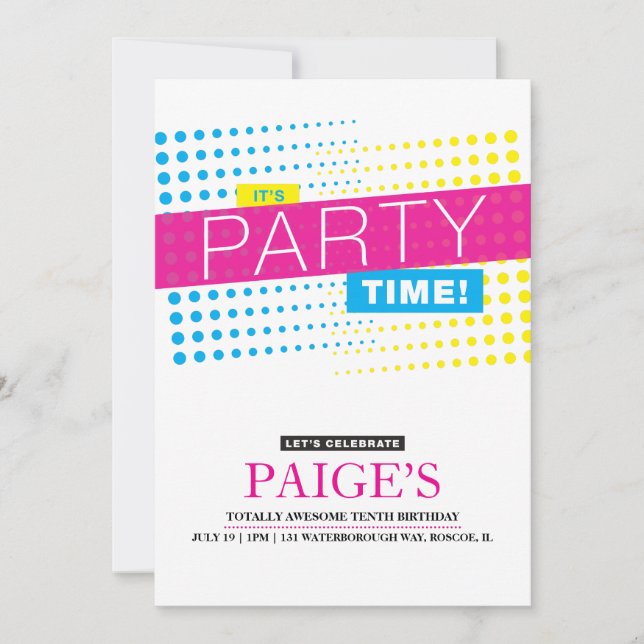 C'est l'heure de la fête Anniversaire Invitation (Devant)
