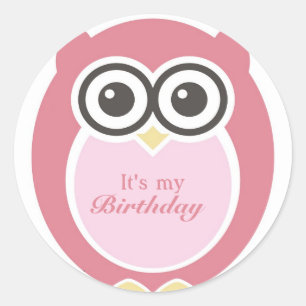 C'est My Birthday Stickers mignon Chouette rose Ca