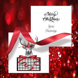 C'est Noël Cerf noir blanc carte de vacances