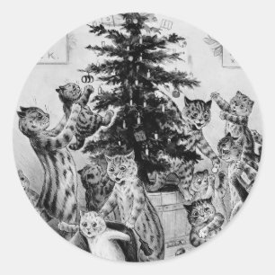 C'est Noël d'un chat - autocollants de Louis Wain