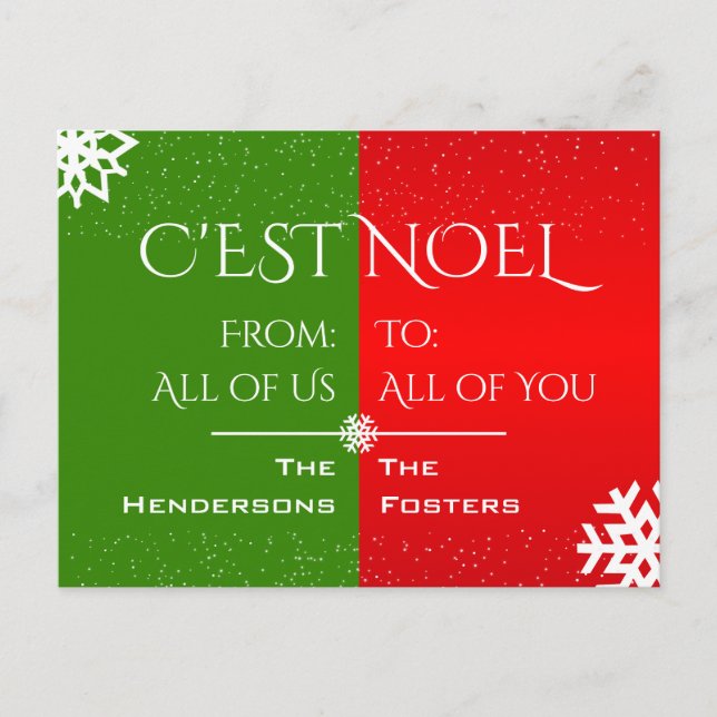 C'est Noel / From Us To You Holiday Postcard (Front)