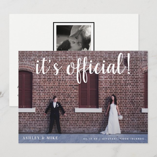 C'est officiel 2 Mariage photo Faire-part (Devant / Derrière)