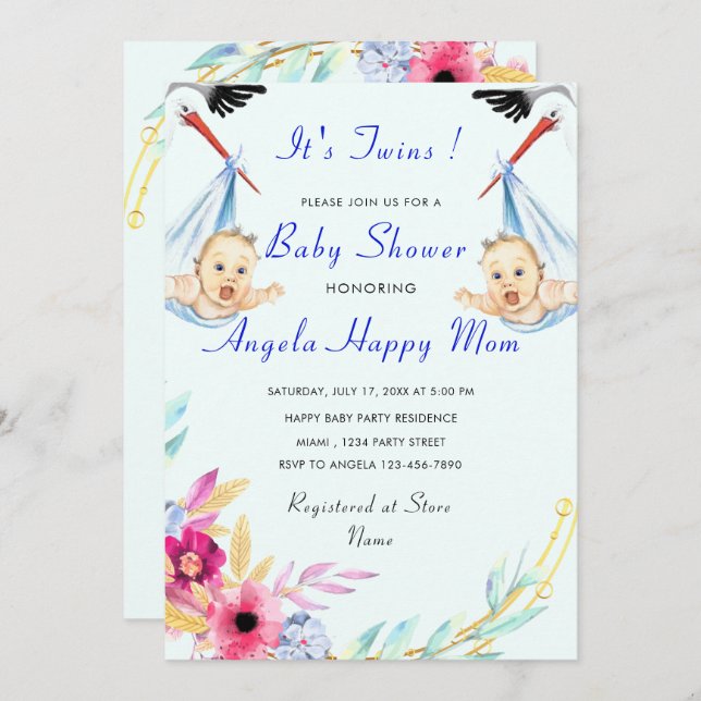 C'est Twin Boys Funny Baby shower Invitation (Devant / Derrière)