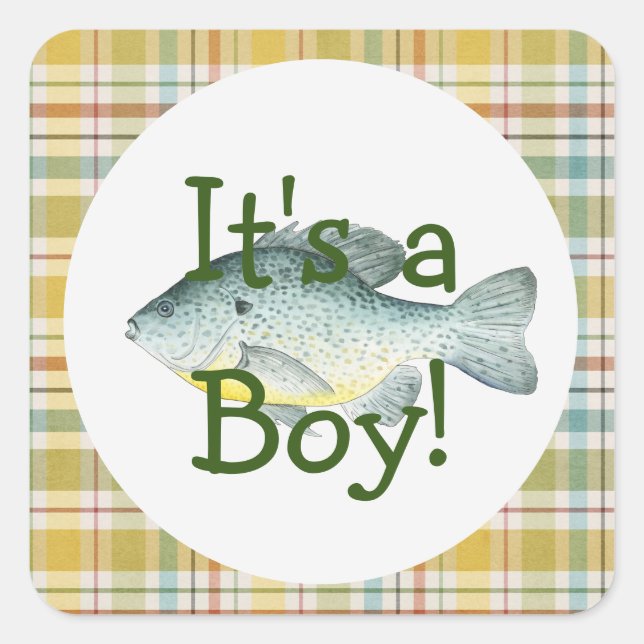C'est un Autocollant de Baby shower de pêche pour  (Devant)