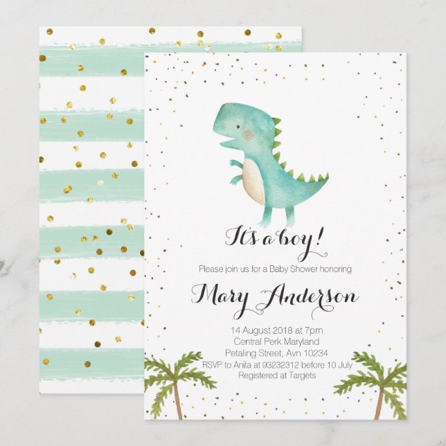 C'est un Baby shower Dinosaure Boy Invitation (Devant / Derrière)