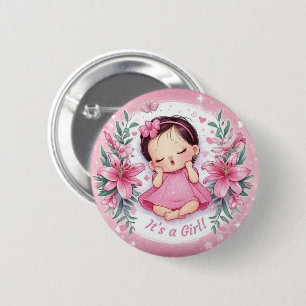 C'est un badge rose pour Baby Shower « C'est une f