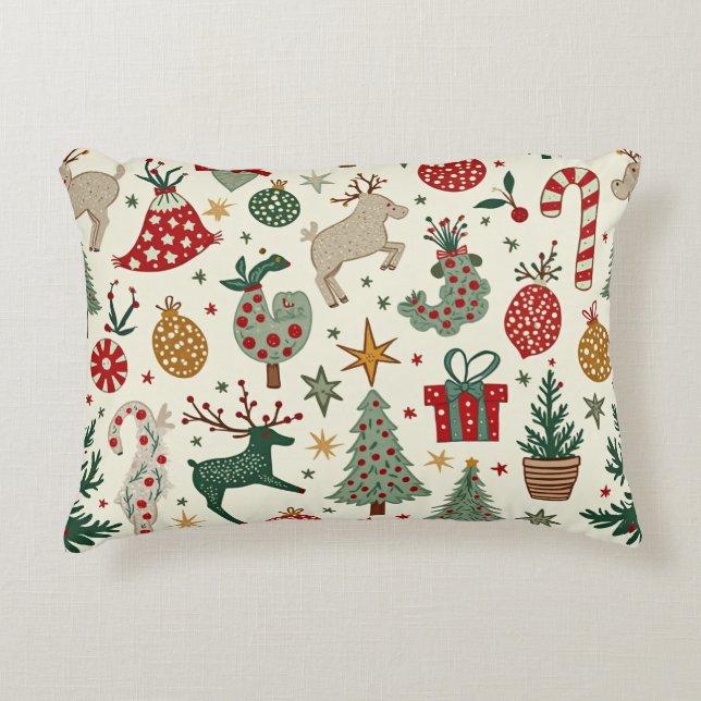 C'est un coussin à motifs qui convient à Noël (Devant)