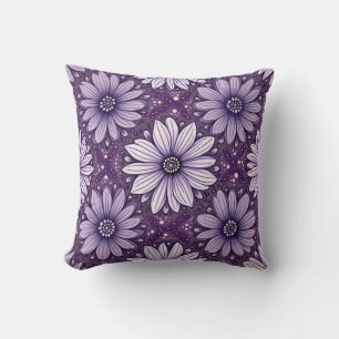 C'est un coussin avec un motif floral brillant sur