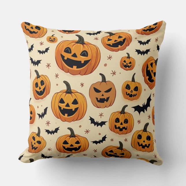 C'est un coussin citrouille Halloween. (Recto)