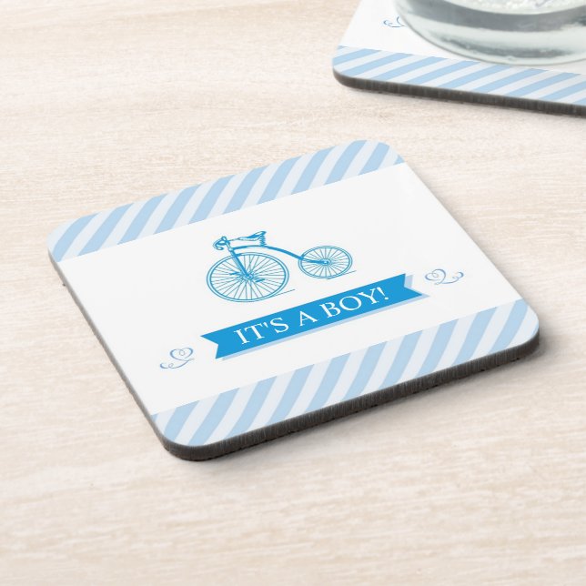 C'est un Dessous de verre de Baby shower bleu garç (Côté gauche)