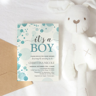C'est un garçon Baby shower Blue Dots Invitation
