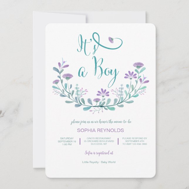 C'est un garçon Baby shower Floral Invitation (Devant)