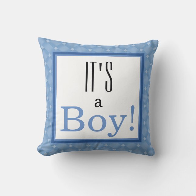 C'est un garçon ! Coussin de Baby shower bleu (Recto)