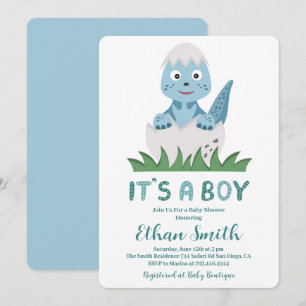 C'est un garçon Invitation à une fête de bébé dino