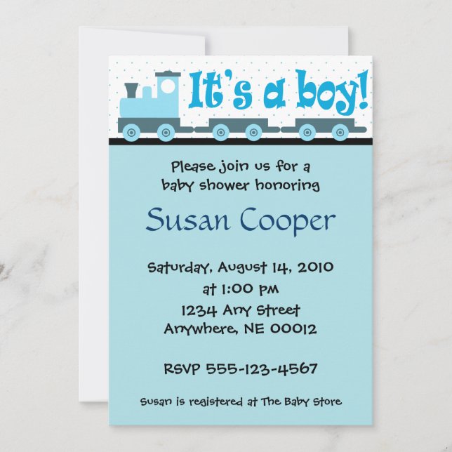 "C'est un garçon !"  Invitation de baby shower de (Devant)