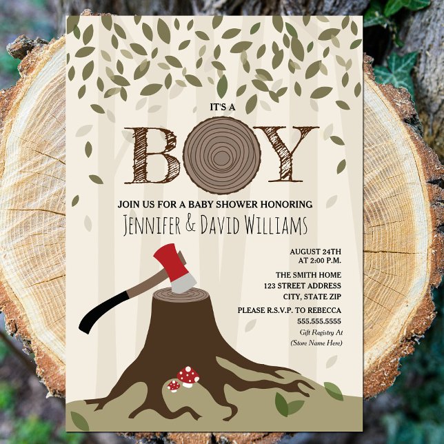 C'est un garçon Lumberjack Woodland Invitation (Créateur téléchargé)