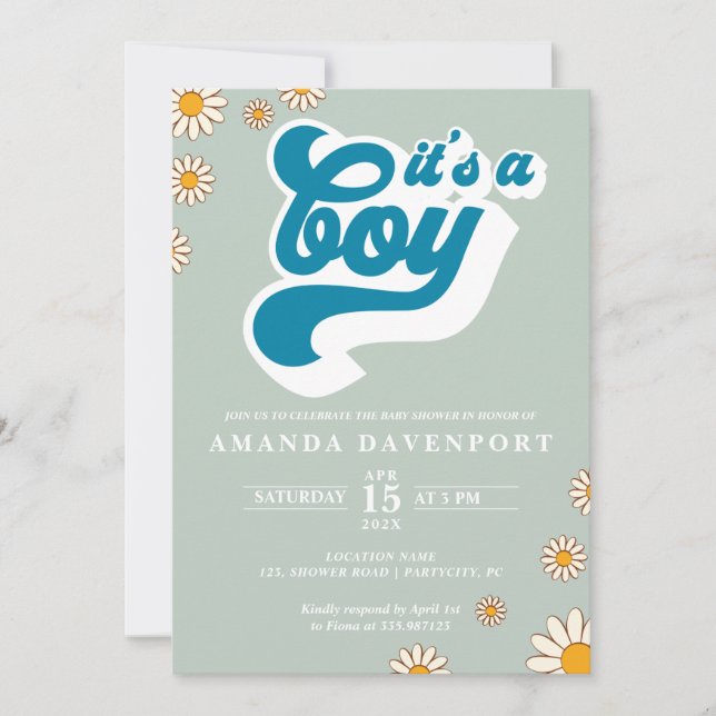 C'est un garçon Super Baby shower Invitation (Devant)