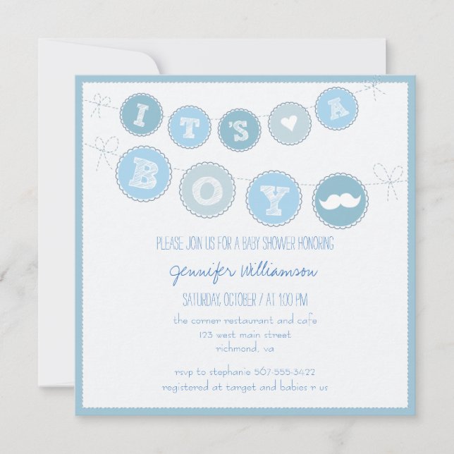 C'est un Invitation de Baby shower de bannières po (Devant)