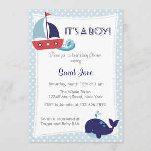 C'est un Invitation de Baby shower nautique de pla