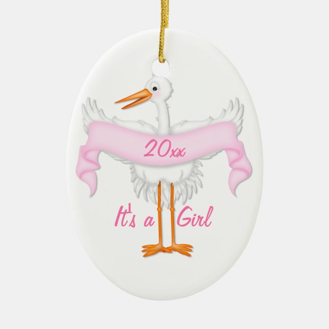 C'est un ornement de cigogne de fille (Devant)