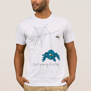 C'est une araignée bleue piège et le t-shirt mouch