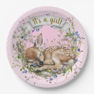 C'est une assiette en papier pour Baby Shower Wood