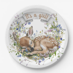 C'est une fille Assiette en papier Baby Shower Woo