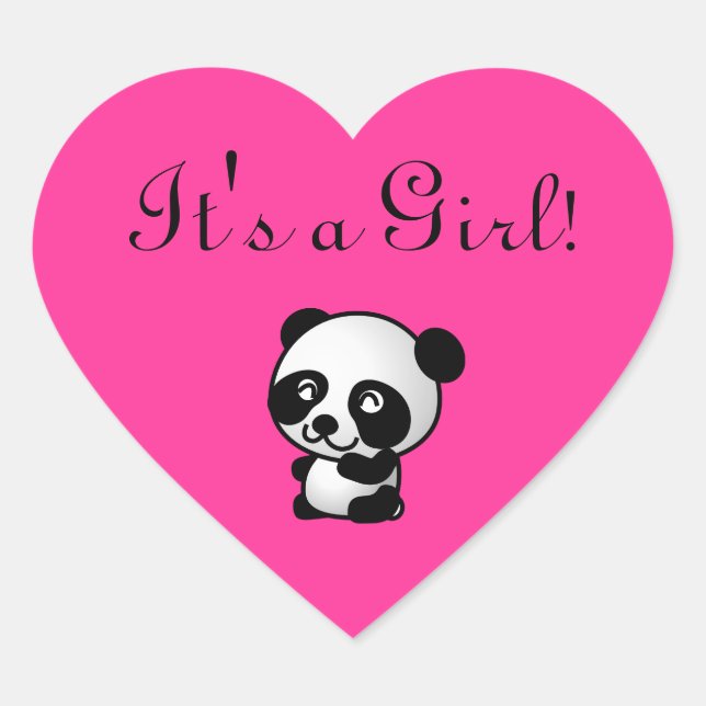 C'est une fille ! Autocollant de coeur rose (Devant)