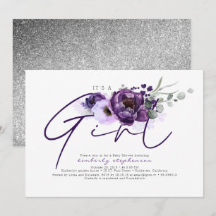 C'est une fille aux fleurs violettes Invitation Ba