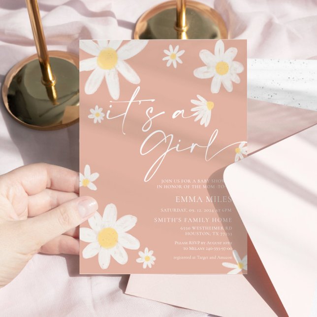 C'est une fille Baby shower Invitation Rose Blush  (Créateur téléchargé)
